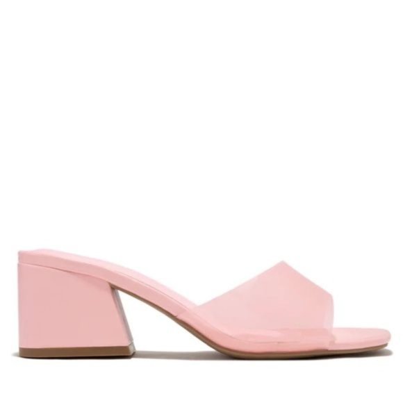 Sole Jealous Shoes - !! NEW !! Transparent Mid Heel Mules in Pink